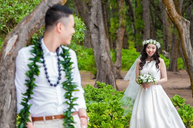 Elopement micro wedding at Sherwood Beach, Oahu
