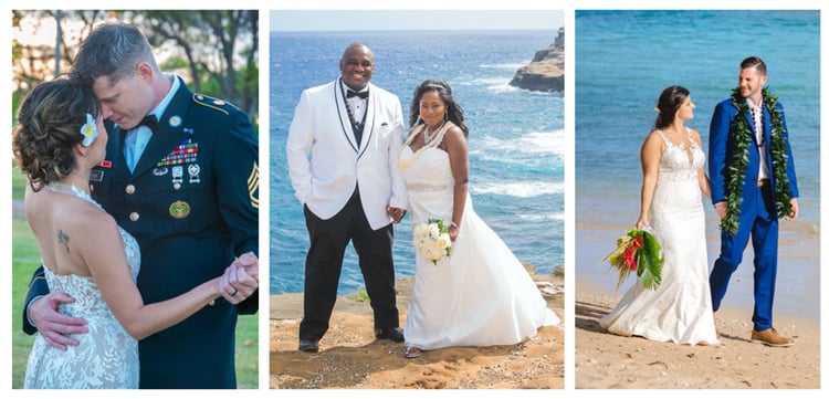 Formal Hawaii beach wedding attire examples
