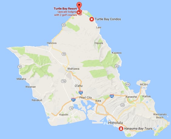 Google Map of North Shore Oahu and Turtle Bay.png