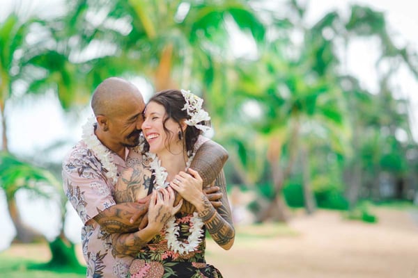 Newlyweds after their Hawaii wedding