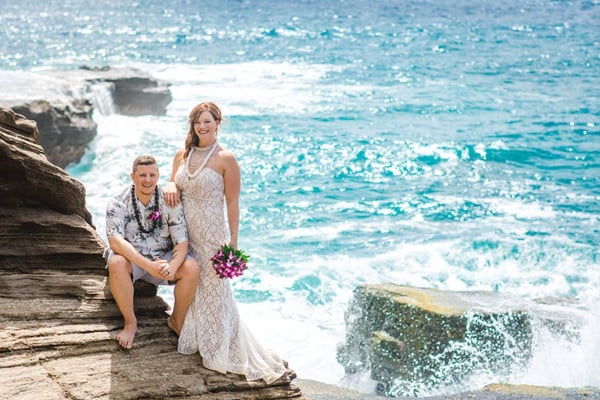 An eloping couple in Hawaii