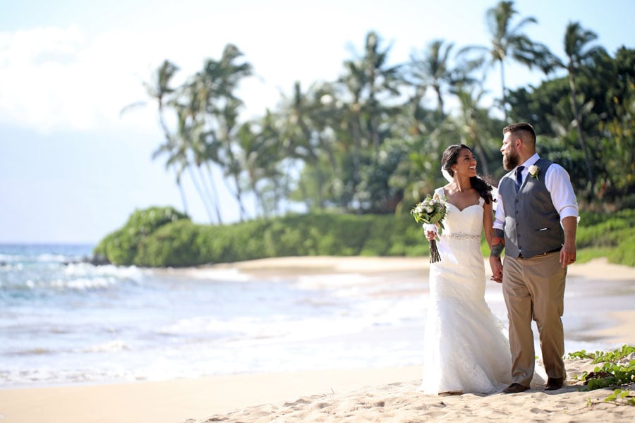 Maui Elopement couple at White Rock Beach