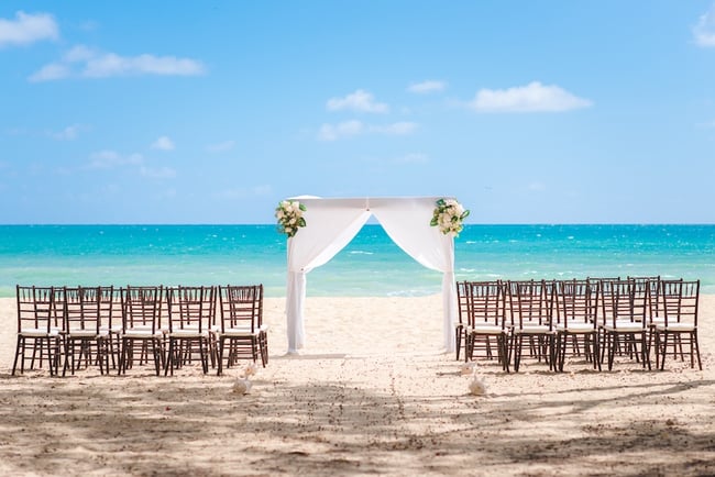 A beach wedding setup for a micro wedding