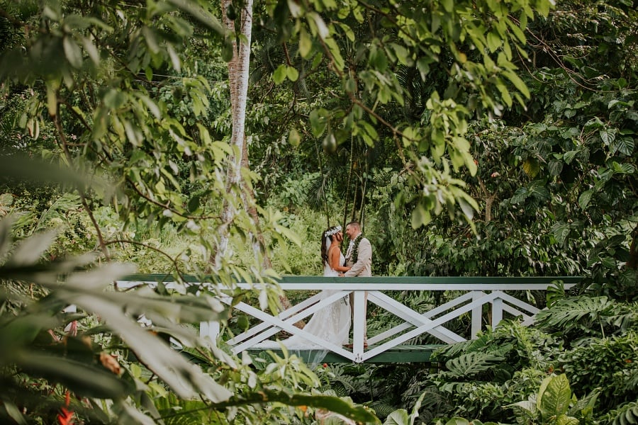 Elopement couple on a bridge