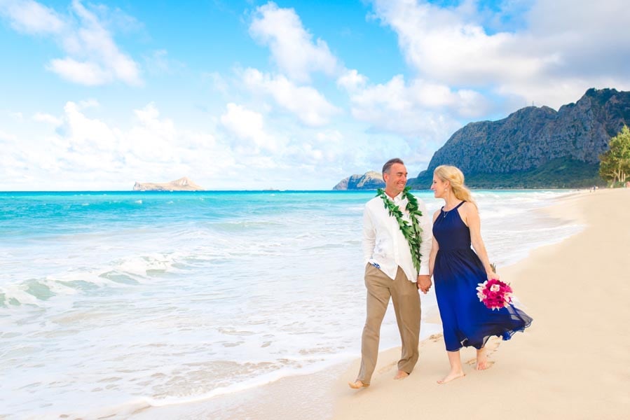 Newlyweds at Sherwood Beach Hawaii