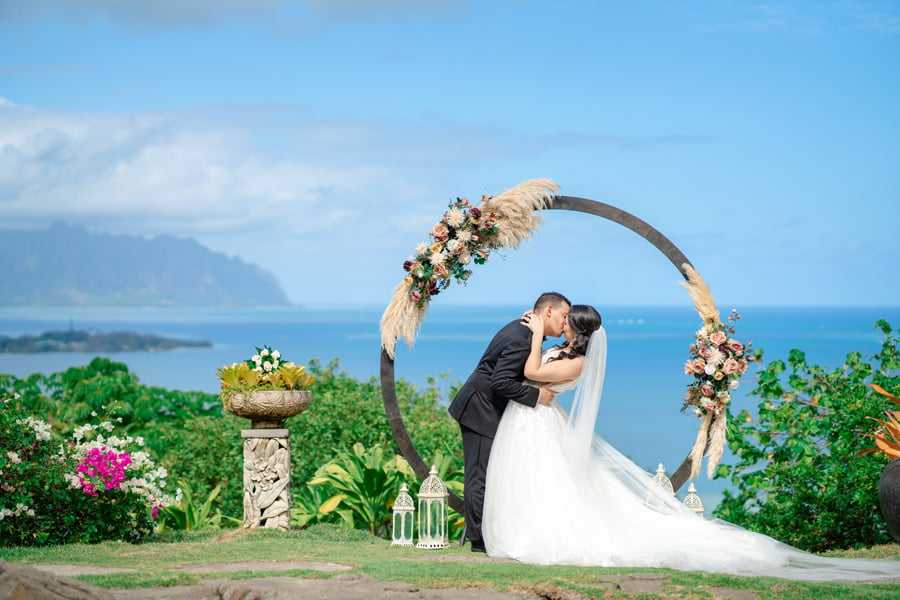 Elopement ceremony with the ocean in the background