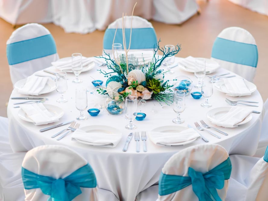 Ocean Elegance wedding reception setup