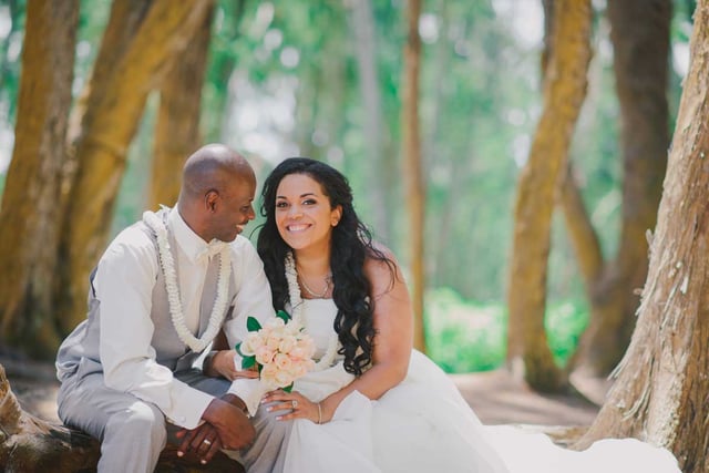 A couple at their Hawaii destination wedding A couple at their Hawaii destination wedding