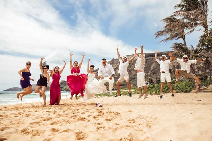 Sunshine after the rain beach wedding in Hawaii