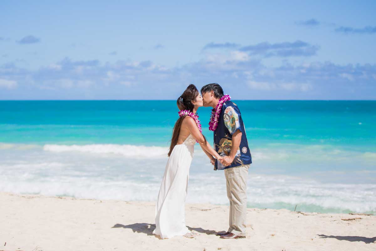 Hawaii Beach Wedding in November at Sherwood Forest Beach