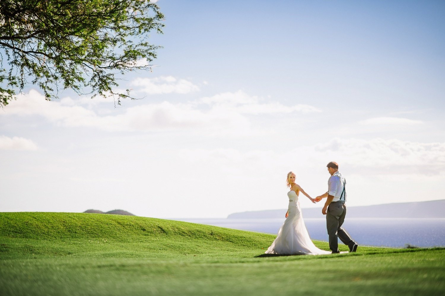 Hawaii wedding on a lawn on Maui